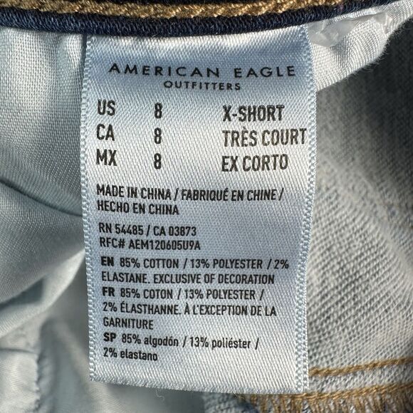 American Eagle HI RISE JEGGING Size 8 X Short Distressed Jeans Denim Pants 28x24 - Picture 14 of 14